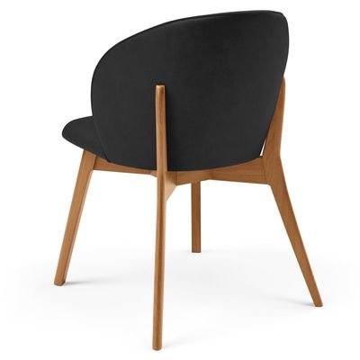 Cadeira de Jantar e Estar Living Estofada Mia L02 Couríssimo Preto - Lyam Decor