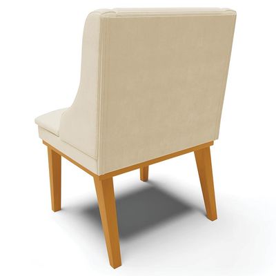 Kit 5 Cadeiras Decorativas Sala de Jantar Base Fixa de Madeira Firenze PU Bege/Castanho G19 - Gran Belo