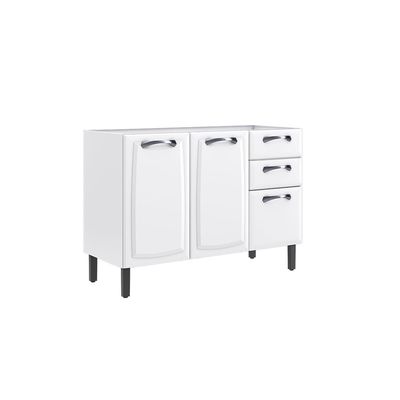 Balcão de Cozinha Itatiaia New Premium Aço 3 Portas 2 Gavetas Sem Tampo Branco