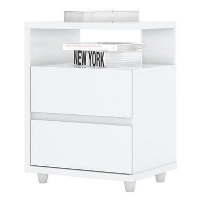 Mesa de Cabeceira Campeche com 2 Gavetas e Nicho Henn Branco