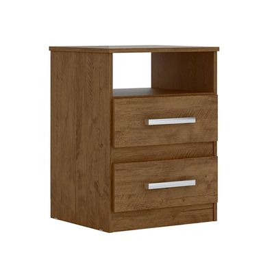 Mesa de Cabeceira Apolo 2 Gavetas Moval Móveis Castanho