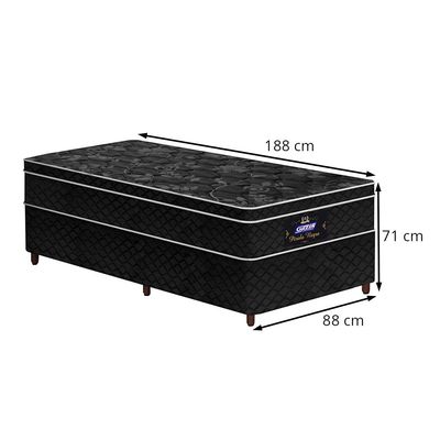 Conjunto Cama Box Solteiro de Molas Gazin Pérola Negra  88x188 Preto