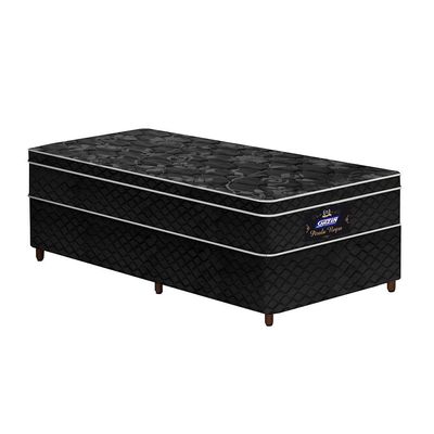 Conjunto Cama Box Solteiro de Molas Gazin Pérola Negra  88x188 Preto