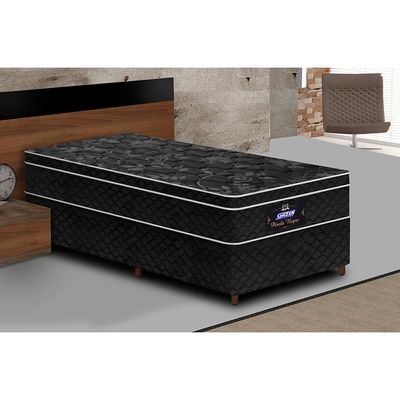 Conjunto Cama Box Solteiro de Molas Gazin Pérola Negra  88x188 Preto