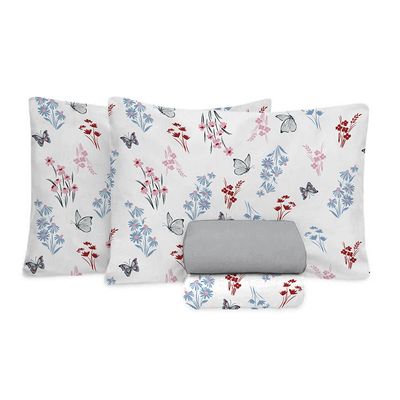 Jogo Cama Casal 4 pc Algodão 130 Fios Cinza 7791 Estamparia