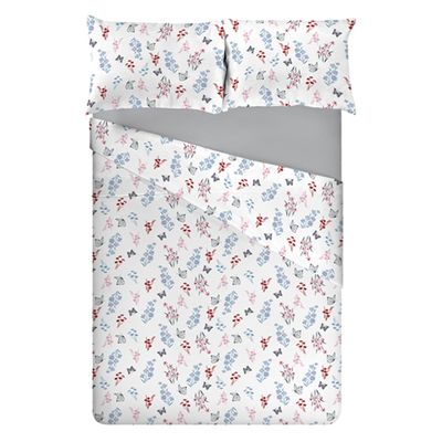 Jogo Cama Casal 4 pc Algodão 130 Fios Cinza 7791 Estamparia