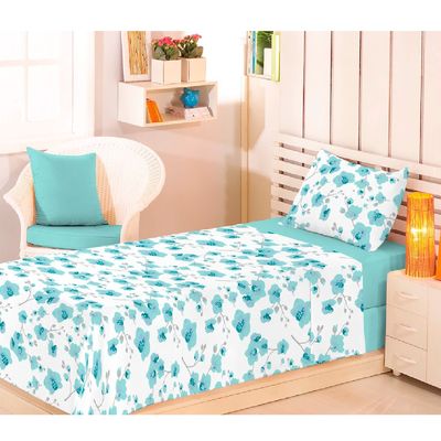 Jogo Cama Solteiro 3Pc Algodão 150Fios Verde 7730 Estamparia
