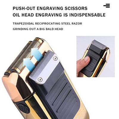 Barbeador Máquina Corpo de Metal Dourado Shaver Acabamento Prova da água Kemei KM-2028