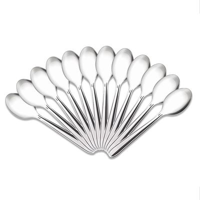 Jogo de Colheres de Sobremesa Turim Aço Inox 12 Peças Aço Inox Polido com Friso Brinox Inox