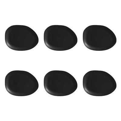 Conjunto de Pratos Rasos Ovais Orgânico Preto Matte 31cm 6 Peças Porto Brasil Preto