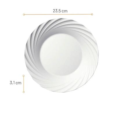 Conjunto 6 Pratos Duralex Jasmim Fundo Sopa 24cm - Nadir