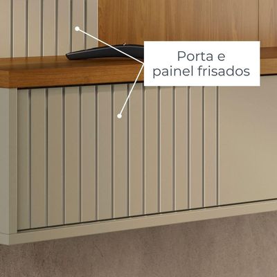 Painel Suspenso para TV Madetec Aurora 160cm Ripado Porta Deslizante Cumaru/Opala