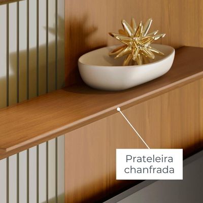 Painel Suspenso para TV Madetec Aurora 160cm Ripado Porta Deslizante Cumaru/Opala