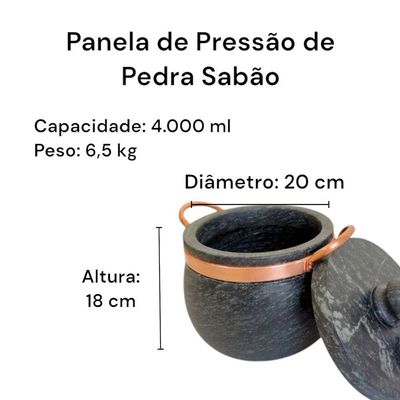 Jogo De Panelas De Pedra Sabão 5 Peças Com Panela De Pressão 4 Litros