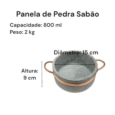 Jogo De Panelas De Pedra Sabão 5 Peças Com Panela De Pressão 4 Litros