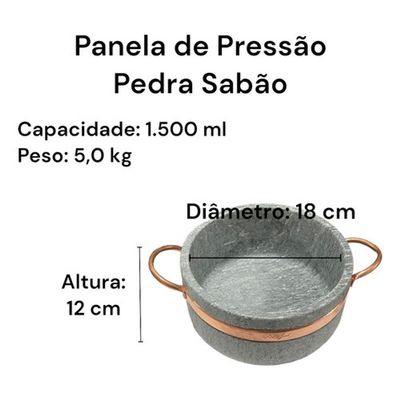 Jogo De Panelas De Pedra Sabão 5 Peças Com Panela De Pressão 4 Litros