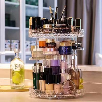 Organizador Cosmeticos Giratorio Suporte Perfumes Maquiagem Redondo Ajustavel Armazenagem 3 Andares Acrilico