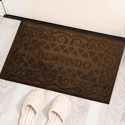 Capacho Emborrachado Aveludado Entrada Porta Apartamento Tapete Antiderrapante Bem Vindo Marrom
