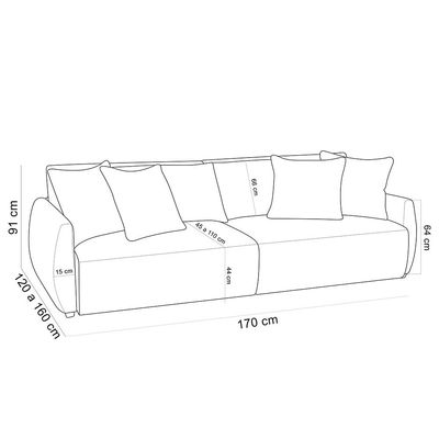 Sofá Cama Retrátil 2 Lugares Para Sala de Estar 170cm Sky T03 Linho Cinza - Lyam Decor