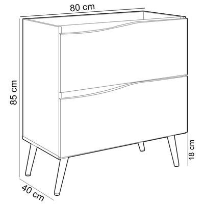 Balcão Gabinete Para Banheiro Com Pés 80cm Evie B06 Branco Tau - Lyam Decor