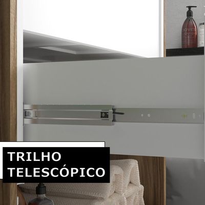 Balcão Gabinete Para Banheiro Com Pés 60cm Lionel B06 Branco Nogal - Lyam Decor