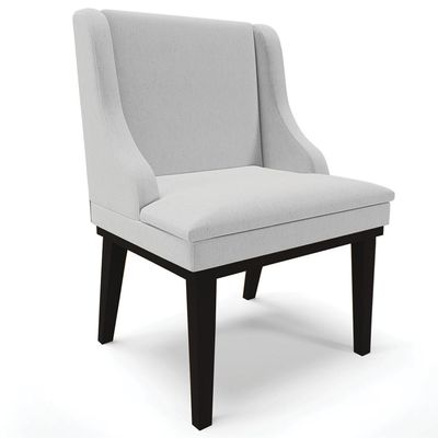 Kit 2 Cadeiras Decorativas Sala de Jantar Base Fixa de Madeira Firenze Linho Cinza/Preto G19 - Gran Belo