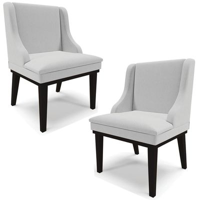 Kit 2 Cadeiras Decorativas Sala de Jantar Base Fixa de Madeira Firenze Linho Cinza/Preto G19 - Gran Belo
