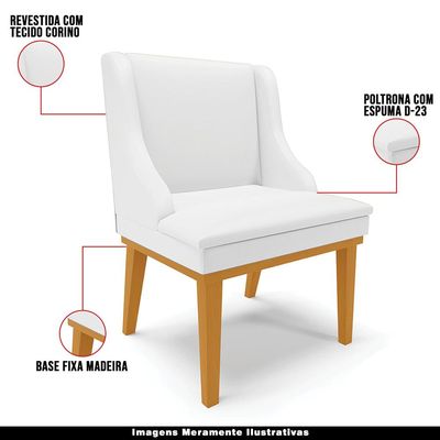 Cadeira Decorativa Sala de Jantar Base Fixa de Madeira Firenze PU Branco Fosco/Castanho G19 - Gran Belo