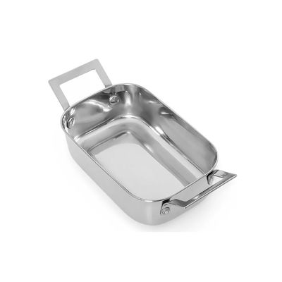 Travessa Mini Alça Inox Couvert Servir Entradas Buffet 1,1L