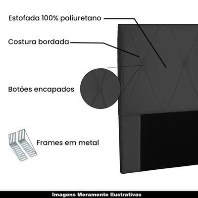 Cabeceira Decorativa 1,40M Yves Suede Preto - Gran Belo