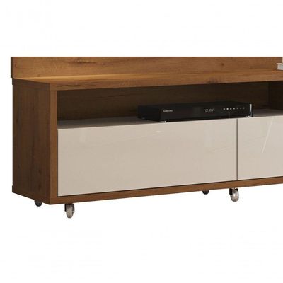 Rack Com Painel Aspen 2.2 Madeiro Canela Com Off White - Moveisaqui