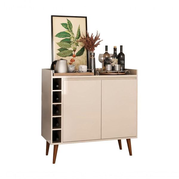 Buffet Aparador Com Adega Retrô Wine 2 Portas Off White - Moveisaqui