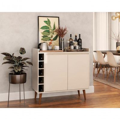 Buffet Aparador Com Adega Retrô Wine 2 Portas Off White - Moveisaqui