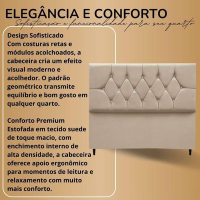 Cabeceira Para Cama Casal Queen 160 Cm Olívia E Frame Suede Rose