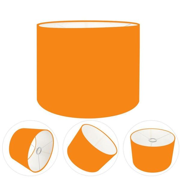 Cúpula Abajur E Luminária Cilíndrica Vivare Cp-7012 ø30x25cm - Bocal Nacional Laranja