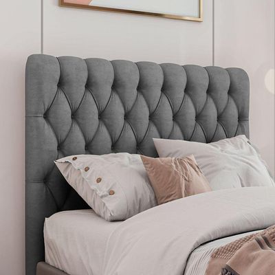 Cabeceira Estofada Queen 160 Cm Topázio Veludo Cinza