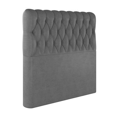 Cabeceira Estofada Queen 160 Cm Topázio Veludo Cinza