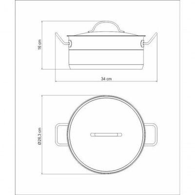 Caçarola Rasa Tramontina Professional 24cm Em Aço Inox Com Detalhe Satinado