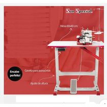 Overloque Gn1 Semi Industrial Vermelha Com Mesa 110v