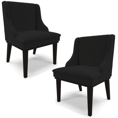 Kit 2 Cadeiras Decorativas Sala de Jantar Base Fixa de Madeira Firenze Linho Preto G19 - Gran Belo