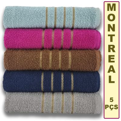 Kit 5 Toalhas de Banho Grossas Banhão Brilhos 70 X 140 Montreal Beka Alta Absorção