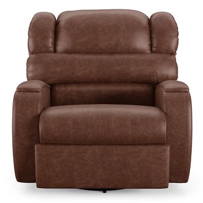 Poltrona do Papai Sala de Cinema Reclinável Kylie Glider Manual Giratória Massagem USB PU Marrom Brilho G23