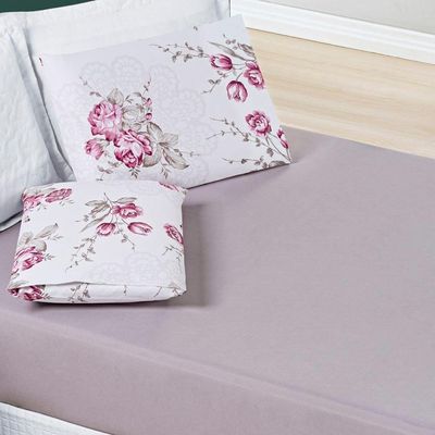 Jogo De Lençol King Avere 200 Fios 3 Peças Cor Lilac Floral