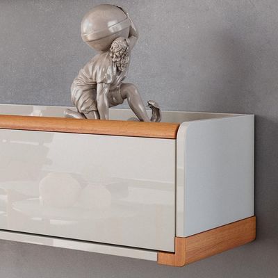 Rack Suspenso Atlas Sala De Estar-quarto - Lukaliam Móveis - Off White Perolizado-jequitiba