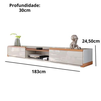 Rack Suspenso Atlas Sala De Estar-quarto - Lukaliam Móveis - Off White Perolizado-jequitiba