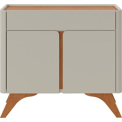Buffet Aros 2 Portas Pés Madeira Maciça - Mavaular Off White-naturale