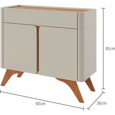Buffet Aros 2 Portas Pés Madeira Maciça - Mavaular Off White-naturale