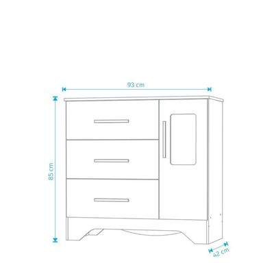 Comoda Popy Retro 1 Porta 3 Gavetas - Moveis Peroba Branco Brilho