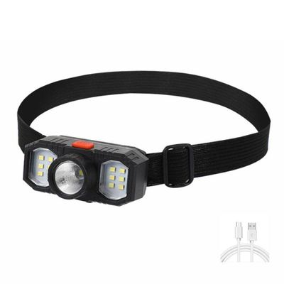 Lanterna Cabeca Triplo Led Recarregavel Usb 3 Lampadas Farol Capacete Trilha Camping