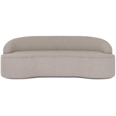 Sofá 4 Lugares Curvo Sala De Estar Living Lótus D02 Bouclê Bege 260 Cm B-62